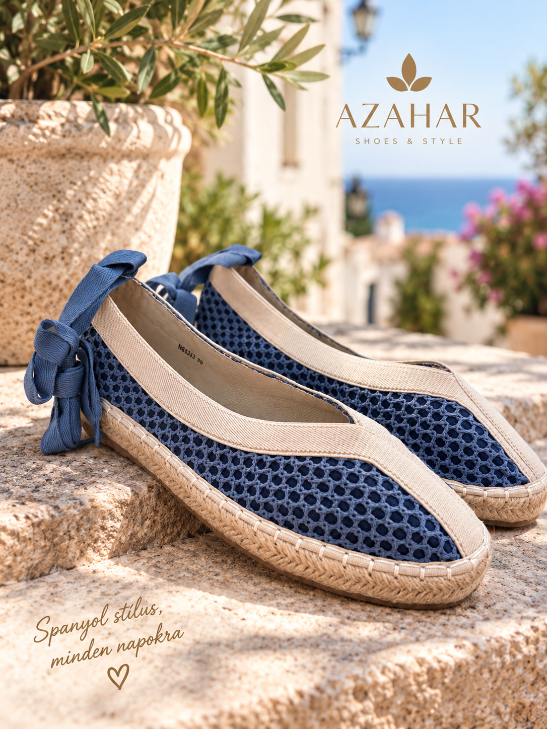 NK 593 Blue női lapos talpú espadrilles